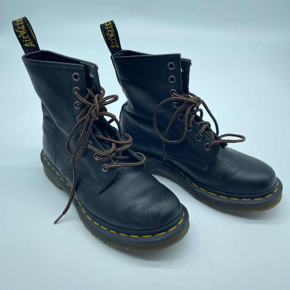 Dr. Martens 1460 Ankle Boots Leather Combat Black Lace Up Women's US 6